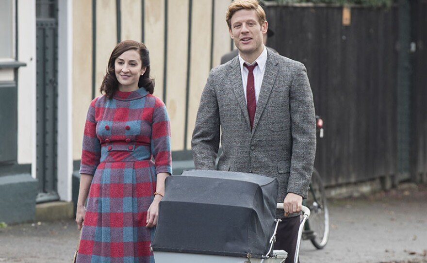 MORVEN CHRISTIE as Amanda Kendall and JAMES NORTON as Sidney Chambers.