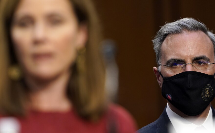 Pat Cipollone, then White House counsel, helped shepherd the Senate nomination of Justice Amy Coney Barrett to the Supreme Court.