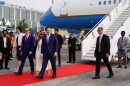 United States Secretary of State Marco Rubio disembarks his plane at Netaji Subhash Chandra Bose International Airport in Kolkata, India, Saturday, May 23, 2026.