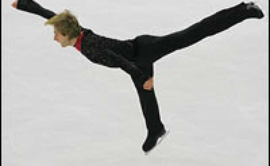 Russian Evgeni Plushenko competes in the men's free skate program, Feb. 16, 2006.