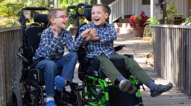 Brothers Chase (left), 10, and Carson, 11, in November 2021. The two brothers have a rare genetic disorder and they are immunocompromised. Their family has to practice extreme caution to prevent COVID exposures.