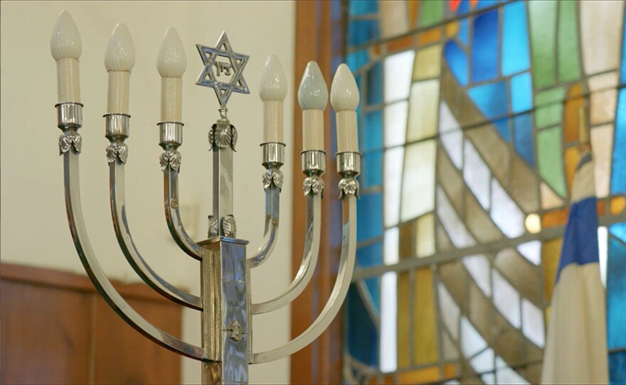 A Menorah in a temple, Laredo, Texas