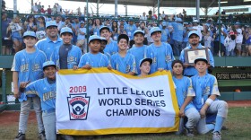 Chula Vista Park View Little League players celebrate their victory against Asia Pacific (Taoyuan, Taiwan) after the game after the little league world series final at Lamade Stadium on August 30, 2009 in Williamsport, Pennsylvania. 