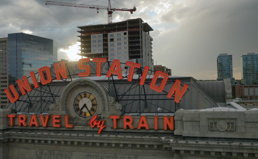 Drones rigged with cameras were used to gain incredible cityscape views shared throughout ONE DAY IN THE AMERICAN CITY, as seen here at Denver’s Union Station.