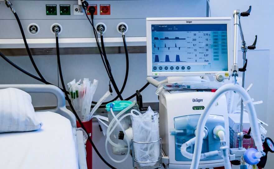 A ventilator is pictured during a training in Hamburg, Germany, on March 25. The medical devices can be life-saving for patients with severe COVID-19 cases, but there aren't enough to meet the expected need in the United States.