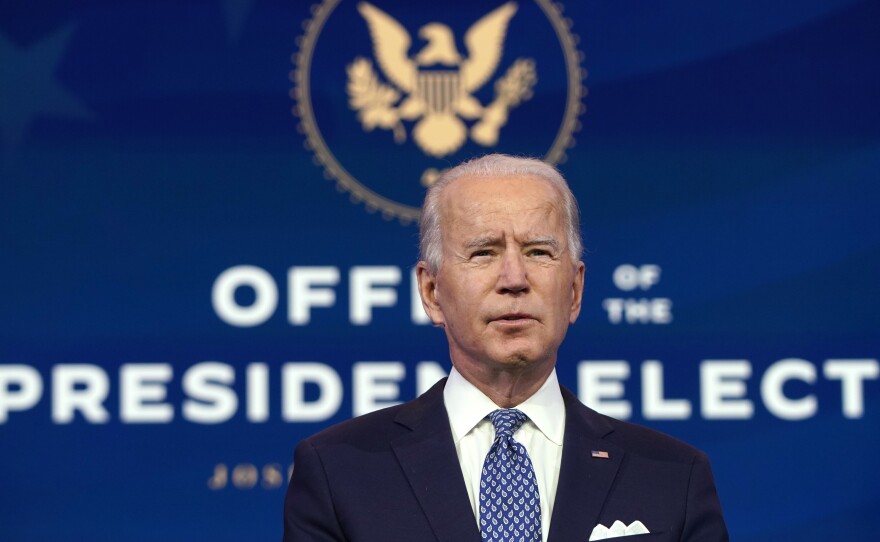 President-elect Joe Biden delivers remarks Tuesday in Delaware.