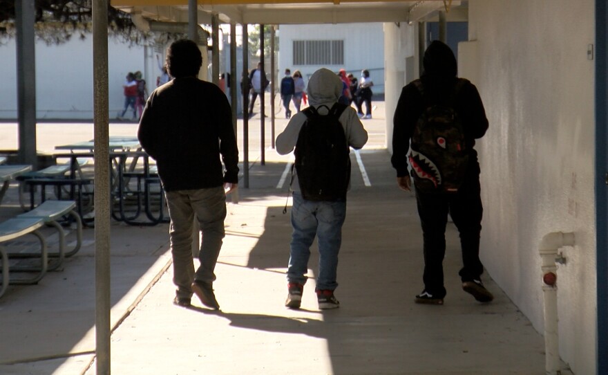 Students on campus at Knox Middle School after being vaccinated against COVID-19, January 4, 2022