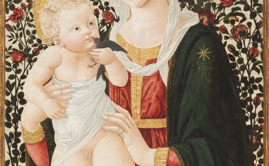 "Madonna of the Roses" by Pseudo Pier Francesco Fiorentino. ca. 1485-90. Tempera on panel, Gift of the Armand Hammer Foundation, 1973