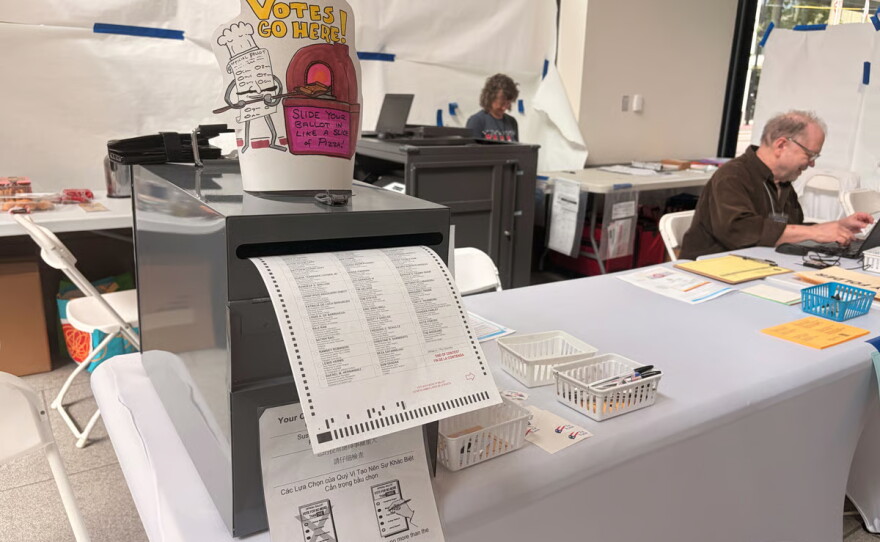 Voting booths are set up at an early vote center inside the California Museum in downtown Sacramento on May 27, 2026.