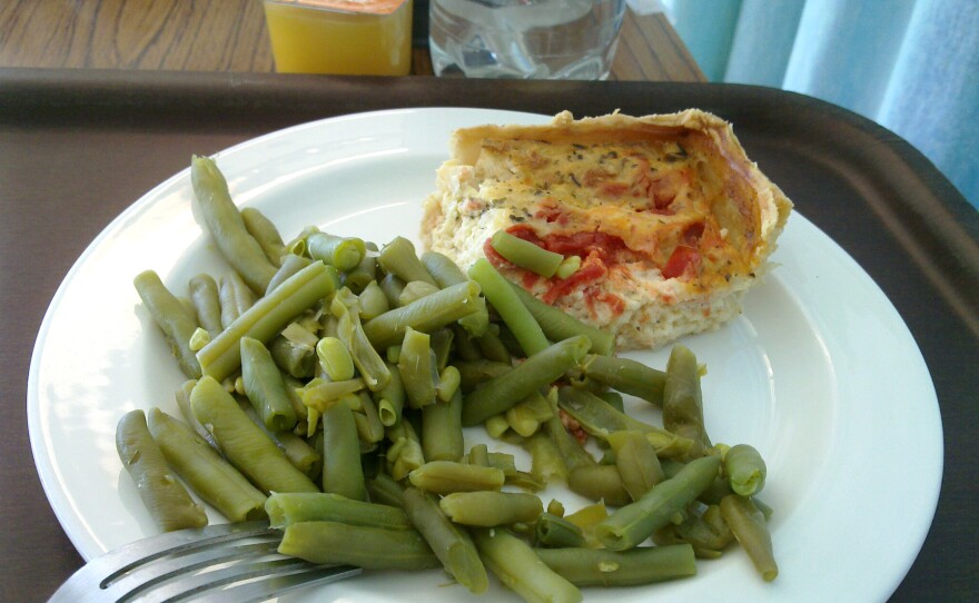 U.K.: "The food was cooked for a longer amount of time than I would have done it, but not bad," Charles Hutchins, also known on Flickr as celesteh, wrote via Flickr Mail of the green beans and quiche he was served in a London hospital.