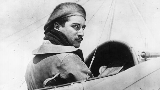 French aviator Roland Garros pictured in the cockpit of an aircraft in 1911.