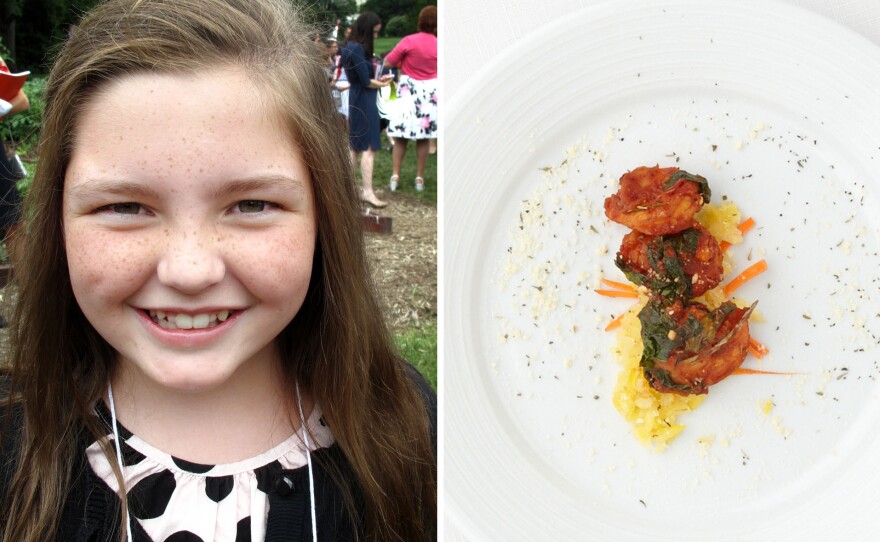 Jane Battle, 10, from Alabama, made veggie spaghetti with Gulf shrimp.