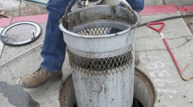 This curb inlet basket is one of the types of inlets used to filter stormwater directly at the drain. 