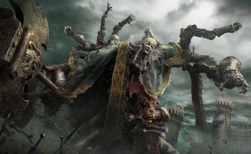 An early boss, Godrick the Grafted.