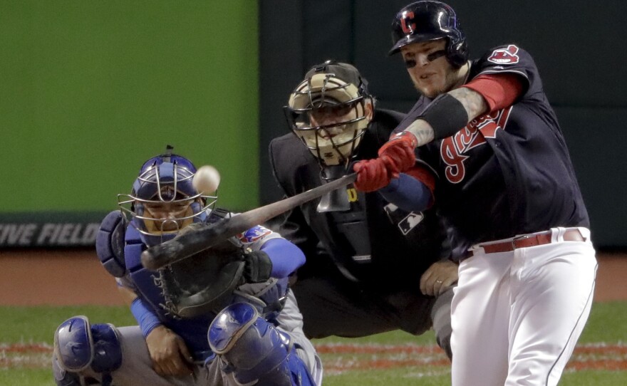 Cleveland's Roberto Perez hit two home runs in the Indians' 6-0 win over the Chicago Cubs in Game 1 of the World Series.