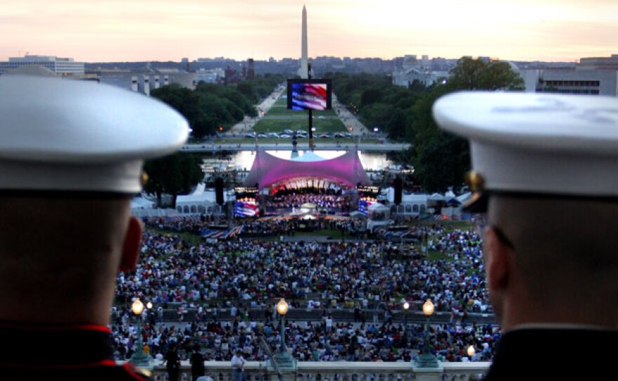 Soldiers attend the "National Memorial Day Concert."