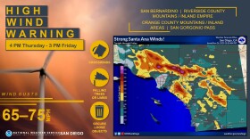 A high-wind warning graphic from the National Weather Service on Nov. 26, 2020.