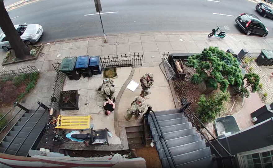Ring video shows veteran Anna King being detained by National Guard troops.