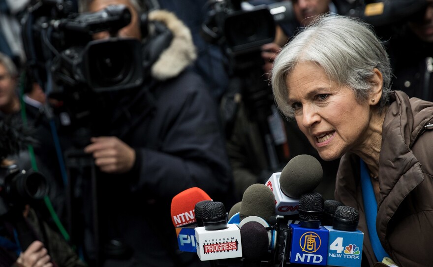 Green Party presidential candidate Jill Stein speaks at a news conference across the street from Trump Tower in December in New York City.