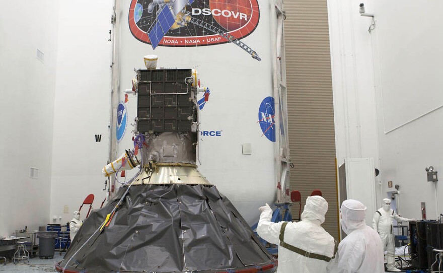 Preparations to launch NOAA's Deep Space Climate Observatory spacecraft are nearing completion in Titusville, Fla., near Kennedy Space Center.