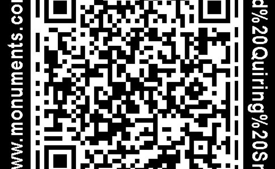 The QR code affixed to David Quiring Sr.'s tombstone.