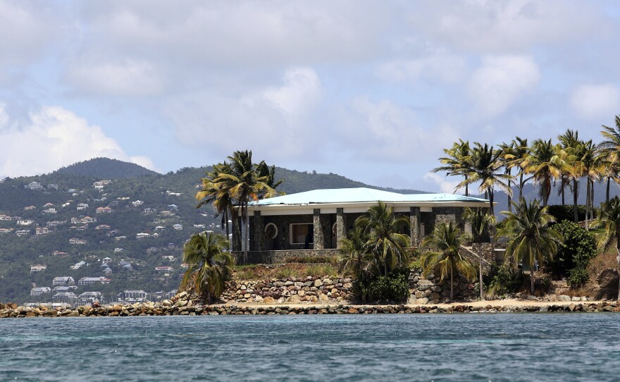 A view of Jeffrey Epstein's stone mansion on Little St. James Island. Prosecutors in the Virgin Islands on Tuesday filed a civil lawsuit that accuses Epstein of human trafficking that victimized young women and children as young as 11 years old. Some of the alleged activity happened as recent as 2018.