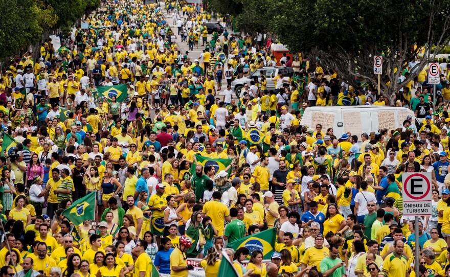 Demonstrators poured into the streets of cities across Brazil over the weekend, including Manaus, in northern Brazil.