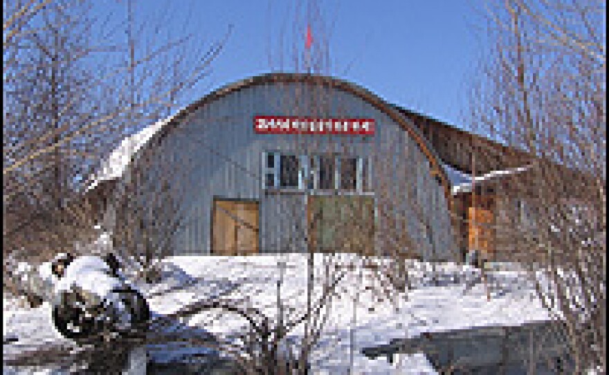 North Korean characters mark a building at a logging camp 20 miles south of Tynda.