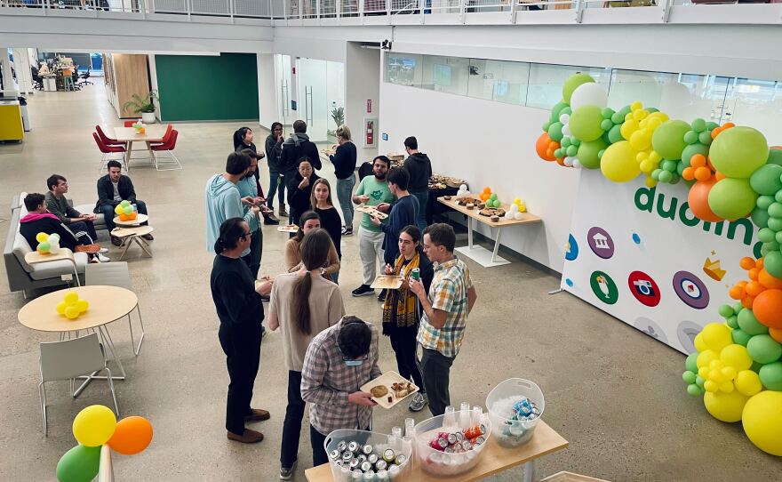 Duolingo threw a "homecoming" ice-cream party at its Pittsburgh headquarters to welcome workers back to the office beginning March 1st, one of many efforts to sweeten the deal for workers coming back to work on site.