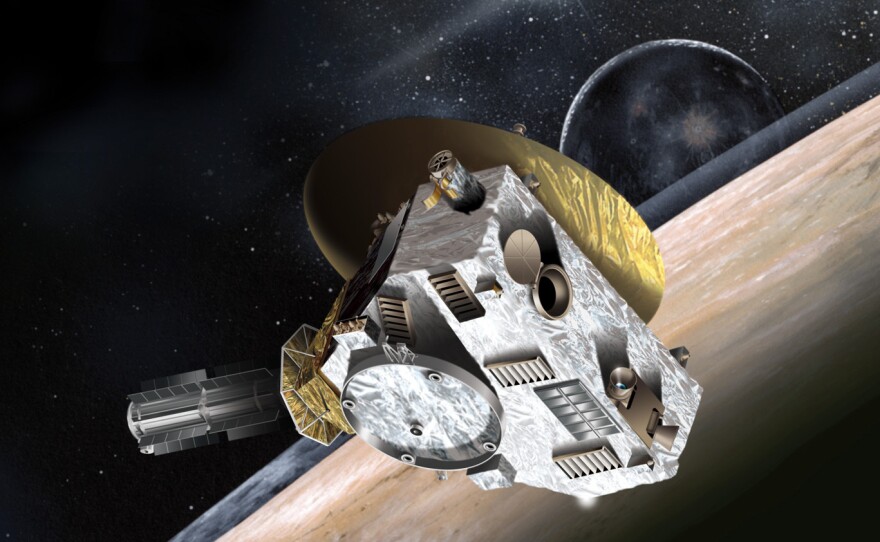 Artist concept of New Horizons spacecraft. The Hubble Space Telescope is being pressed into service to help scientists look for a post-Pluto target for the space probe.