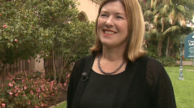 University of San Diego historian Molly McClain stands along the Prado in Balboa Park, March 2015.