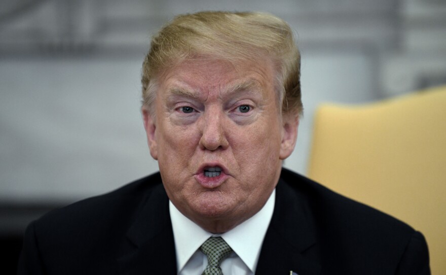 President Trump speaks during a meeting with Ireland Prime Minister Leo Varadkar in the Oval Office of the White House on Thursday.