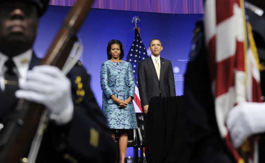 President Barack Obama and first lady Michelle Obama attend the museum's groundbreaking ceremony. "This day has been a long time coming," Obama said.
