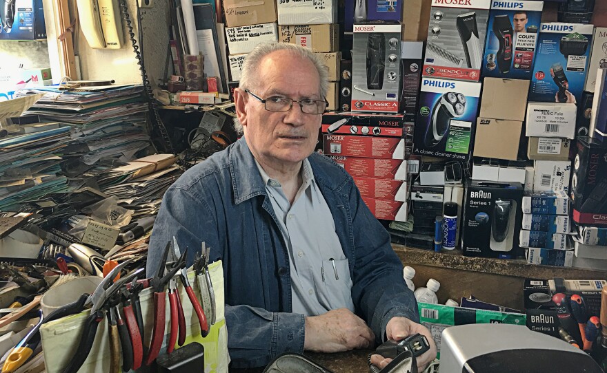 73-year-old Jacques Guillaume has been repairing electric razors in Paris since 1962.