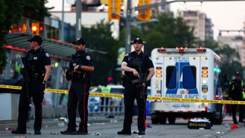 Police respond to an active shooter at the Salsa on St. Clair event in Toronto, Saturday, July 11, 2026.