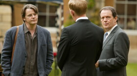 Malcolm Finniston (Anthony Calf), DS Hathaway (Laurence Fox) and DCS Lewis (Kevin Whately) star in "Dark Matter." When the Master of Gresham College, an amateur astronomer, is found dead at the foot of the University Observatory stairs, Lewis and Hathaway find that the finger of suspicion points at the staff.