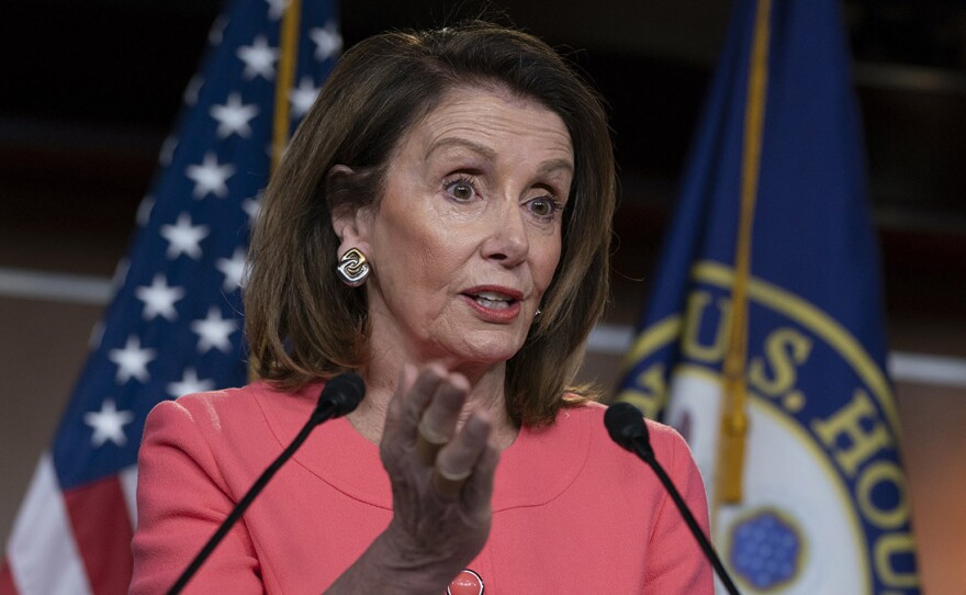 Speaker of the House Nancy Pelosi talks to the media at a news conference on Capitol Hill on May 2.
