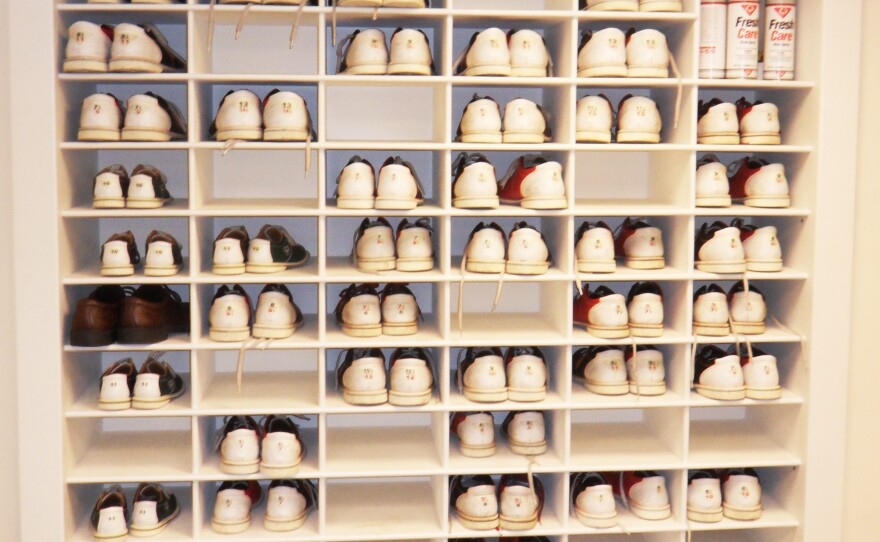 Loaner bowling shoes at the Truman Bowling Alley.