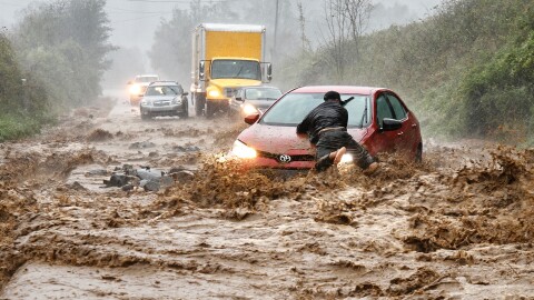 A flooded road near Boone, NC during Tropical Storm Helene, Sept. 27, 2024