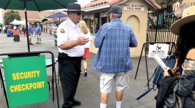 A security checkpoint at the Del Mar Fairgrounds near the "Stretch Run" entrance of the racetrack, Sept. 3, 2018.