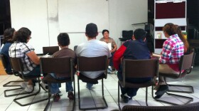 Support group meeting for foreign students and their parents at the Biblioteca Benito Juarez in Tijuana. 