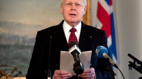 In a speech televised to the nation, Icelandic President Olafur Ragnar Grimsson announces Jan. 5 in Reykjavik that he will not sign a controversial bill to repay the British and Dutch governments, instead referring the issue to a referendum.