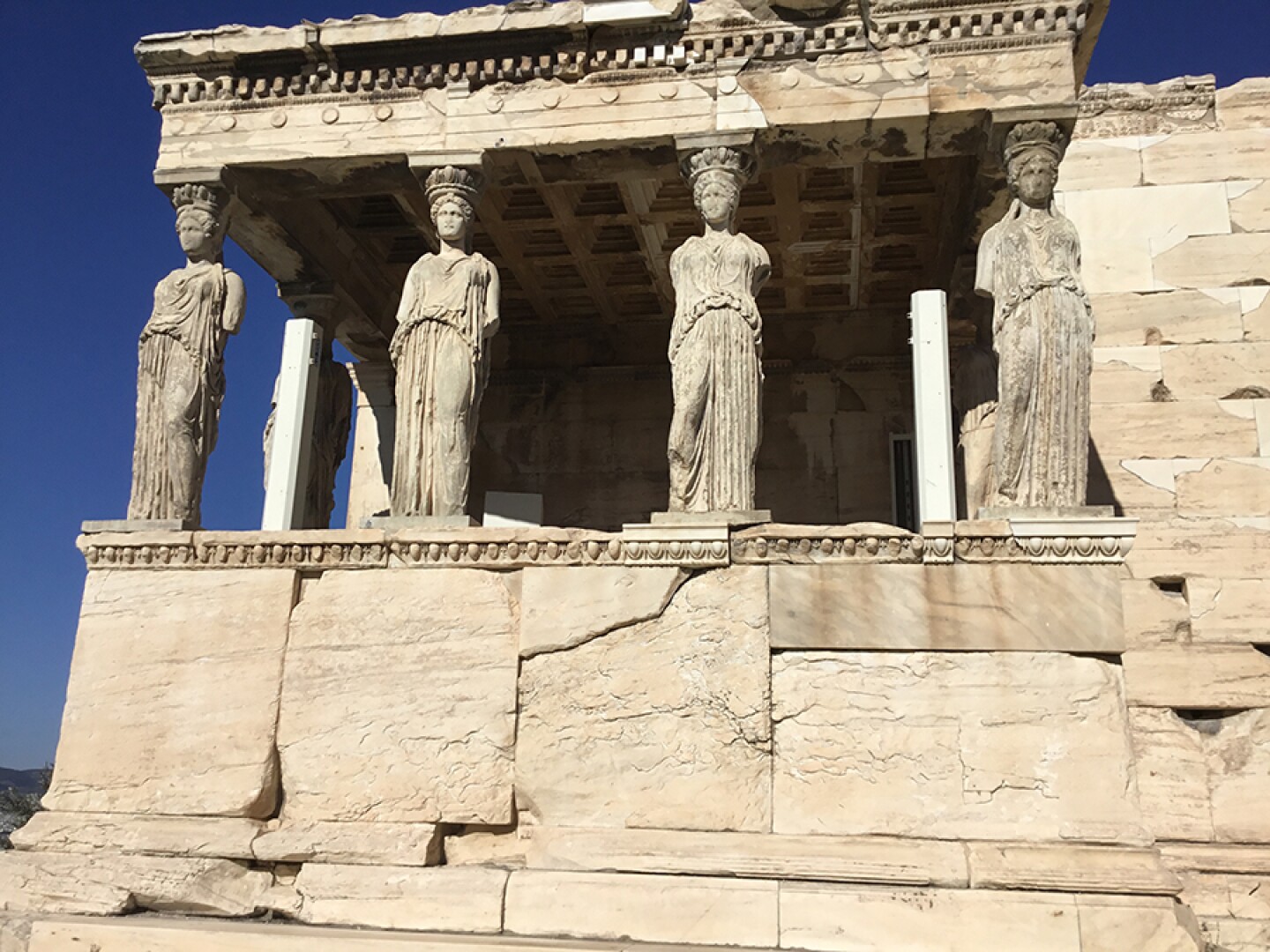 The famous caryatid porch on the Erechtheion, Greece. 