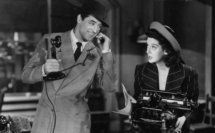 Cary Grant and Rosalind Russell square off in Howard Hawks' "His Girl Friday." (1940)