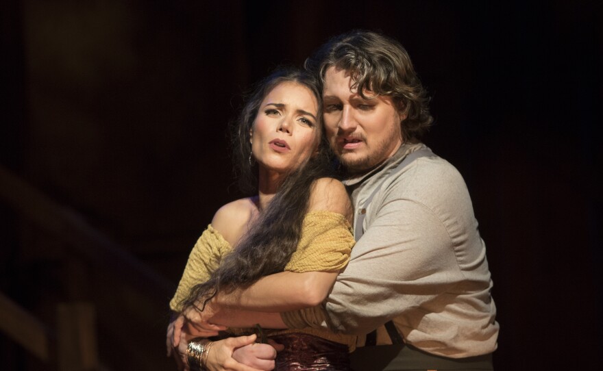 Mezzo-soprano Ginger Costa-Jackson is Carmen and tenor Robert Watson is Don Jose in San Diego Opera's "Carmen."