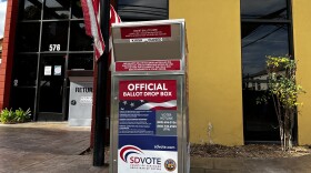 A ballot drop box is seen outside of the Fletcher Hills Library in El Cajon, Calif. Dec. 21, 2023.