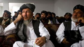 Tribal elders and provincial officials at a meeting in Kandahar. 