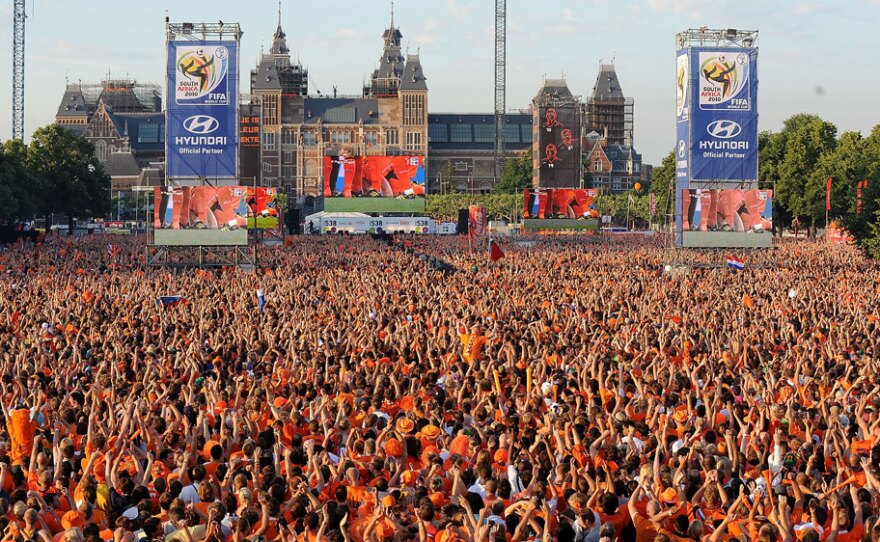 Dutch soccer fans watch the 2010 World Cup final July 11 between the Netherlands and Spain on large screens near the Rijksmuseum in Amsterdam. Fierce nationalism remains a major barrier to greater EU integration.