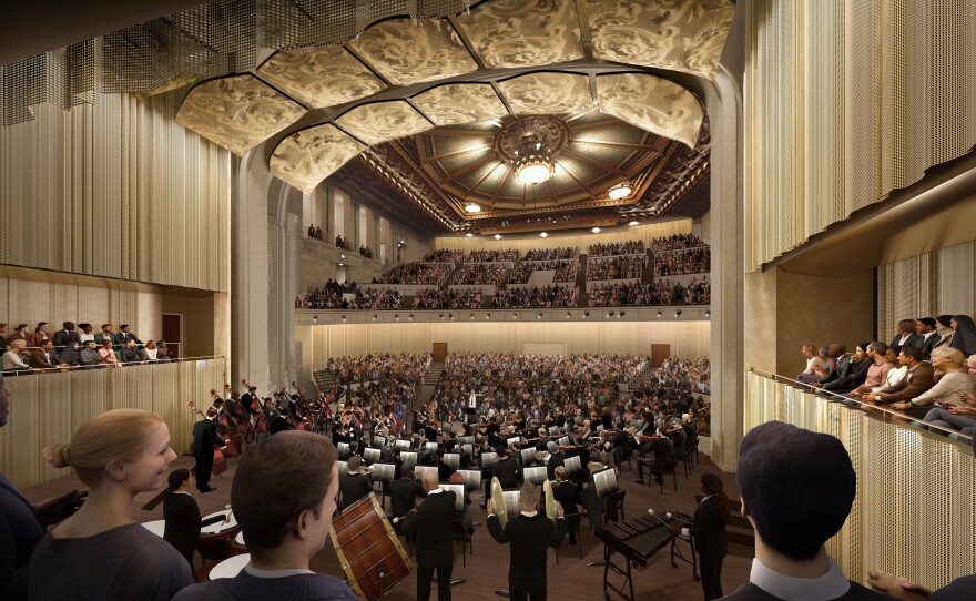 A view from the back of the stage on the choral terrace is shown in this undated computer rendering.