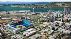 Artist's rendering of the proposed downtown stadium. 